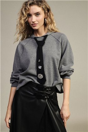 Dixie Sudadera con corbata y detalles joya
