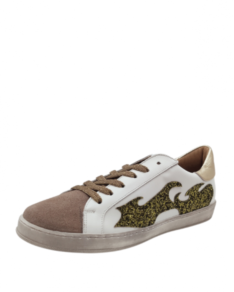 Vosso Moda Sneaker afelpada con detalle glitter esmeralda