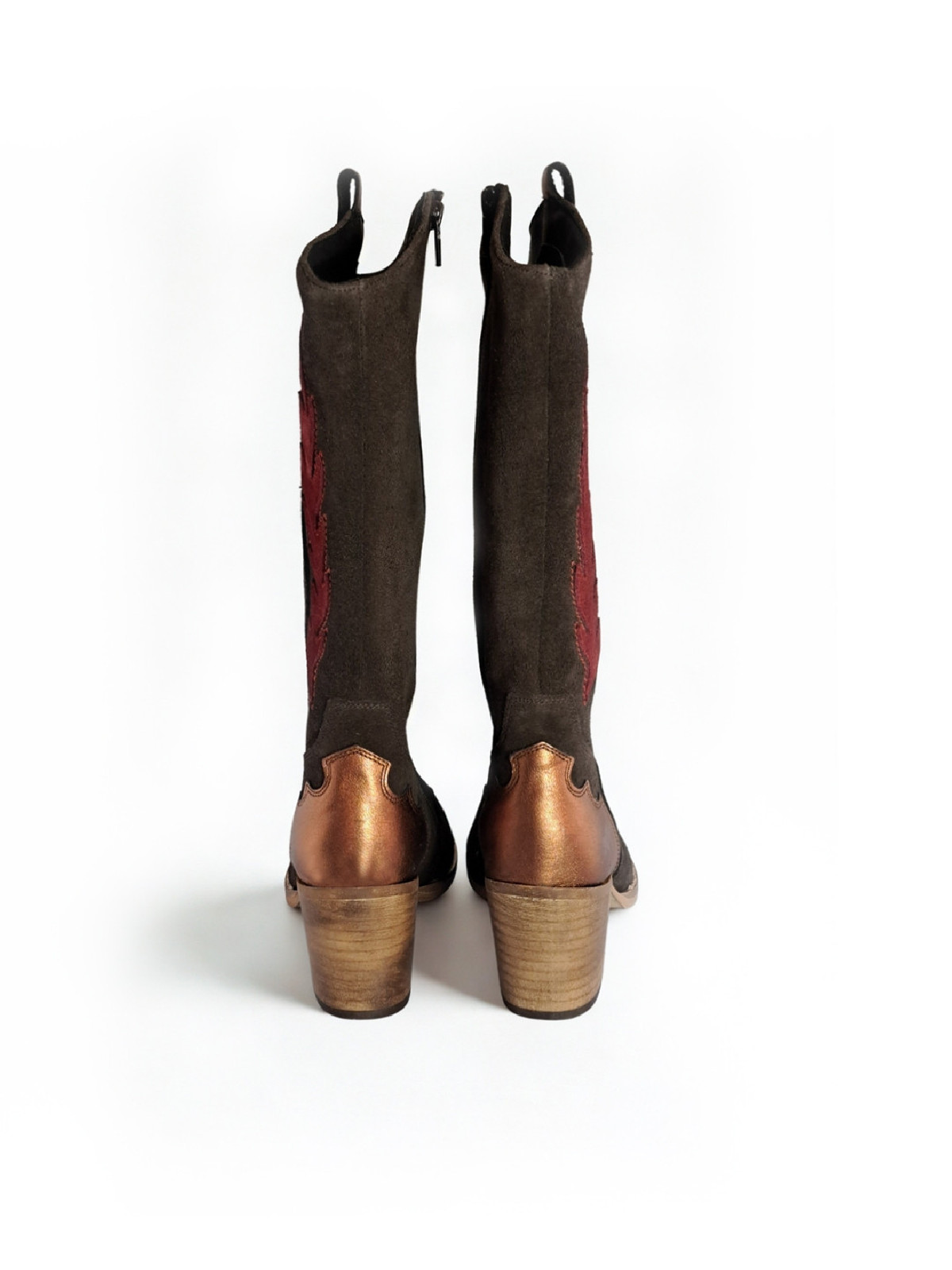 Vosso Moda Botas tejanas color marrón con relieve hoja