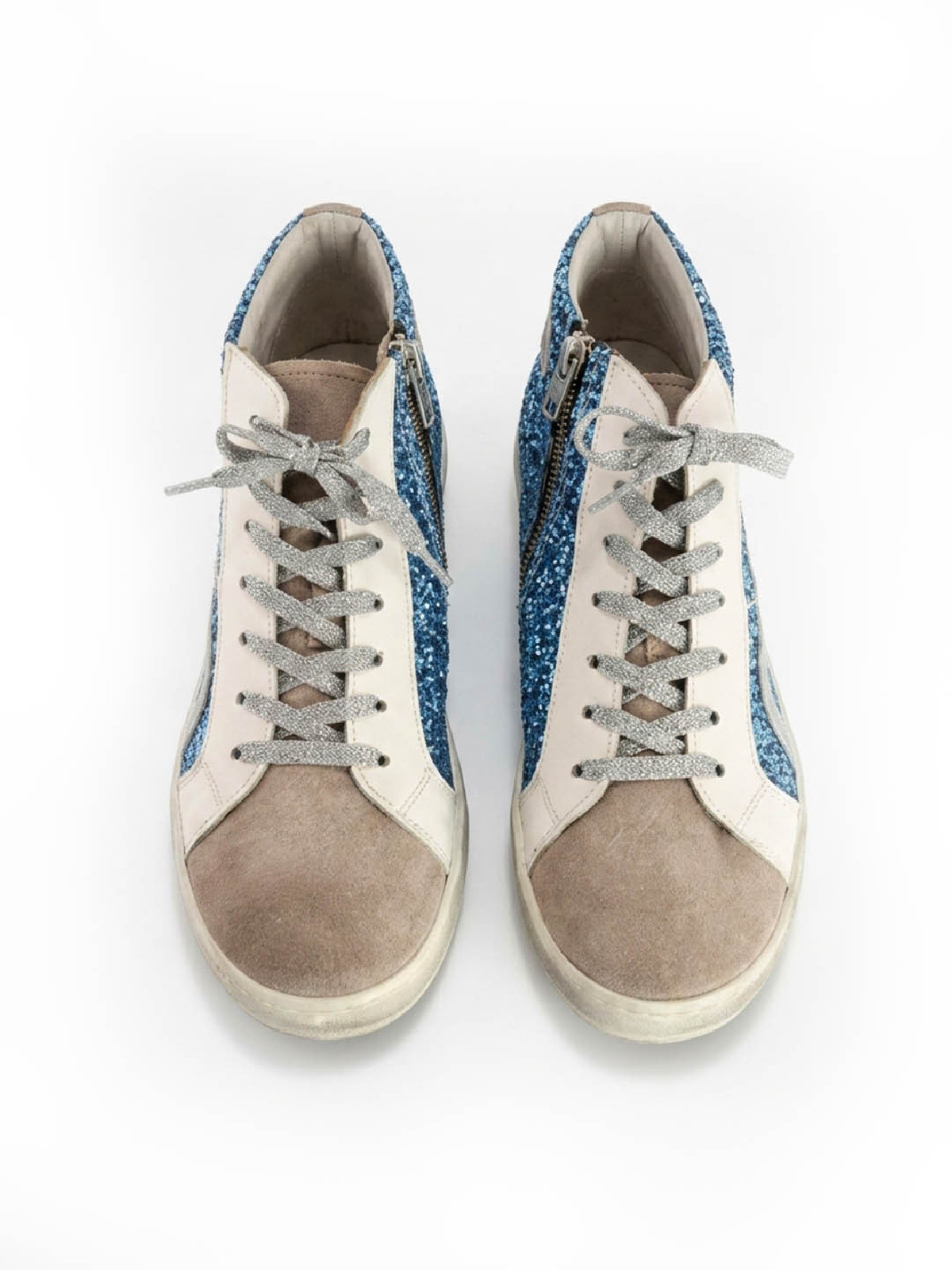 Vosso Moda Sneakers altas afelpada con detalle glitter azul