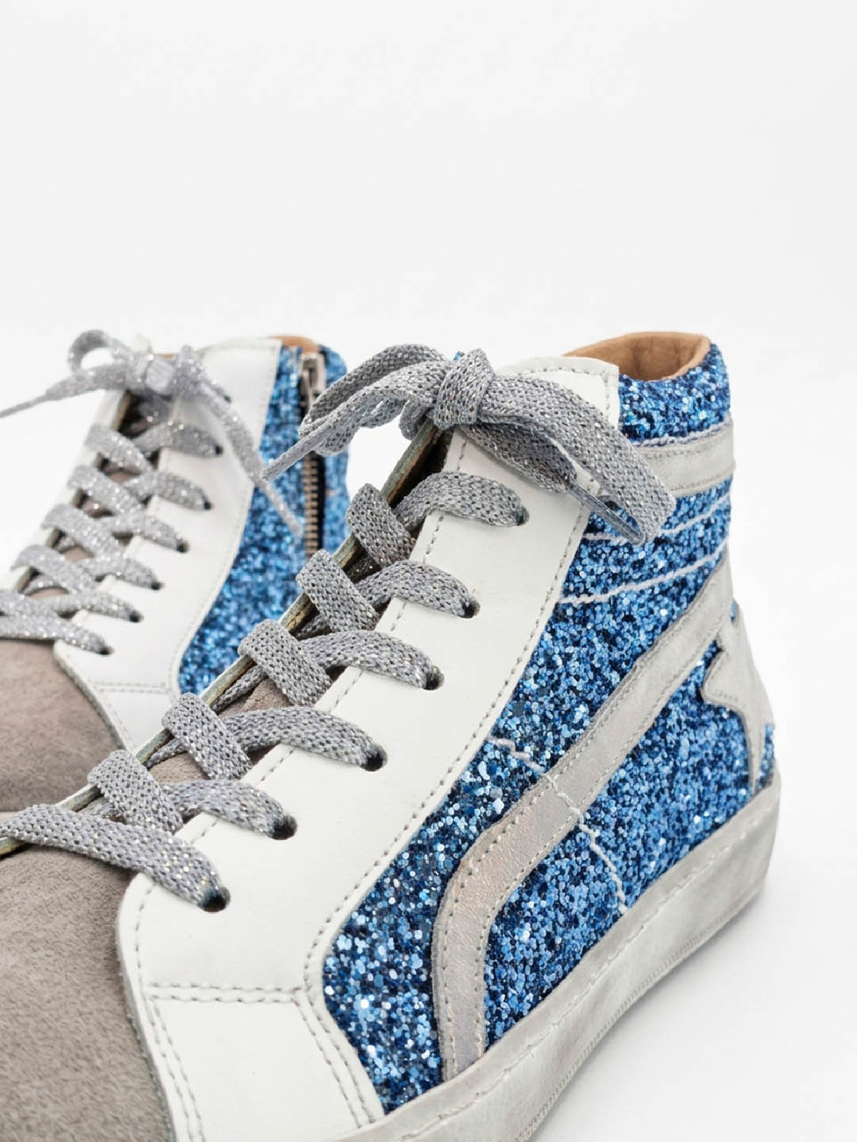 Vosso Moda Sneakers altas afelpada con detalle glitter azul