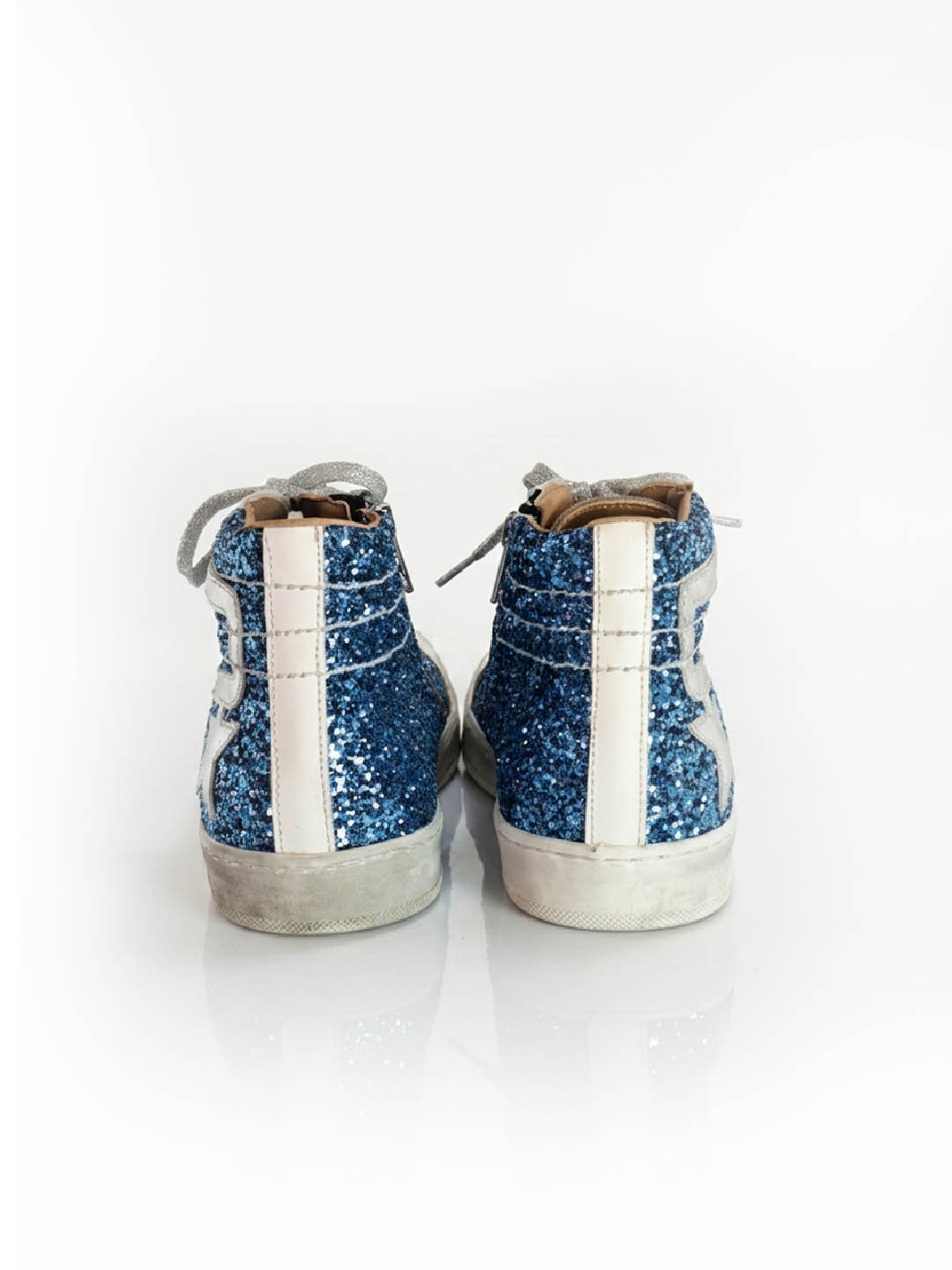 Vosso Moda Sneakers altas afelpada con detalle glitter azul