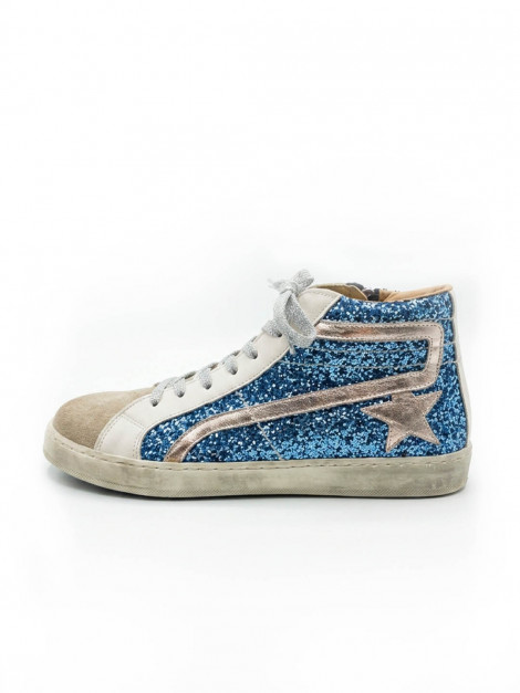 Vosso Moda Sneakers altas afelpada con detalle glitter azul
