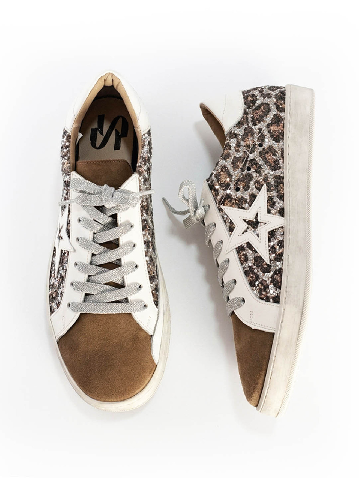 Vosso Moda Sneaker afelpada con detalle glitter leopardo
