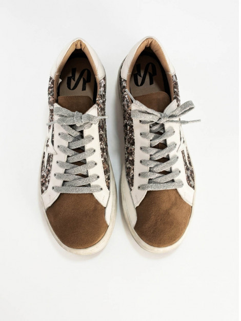 Vosso Moda Sneaker afelpada con detalle glitter leopardo