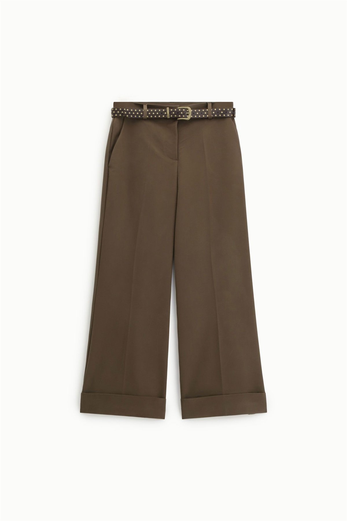 Dixie Pantalón cropped con cinturón tachas