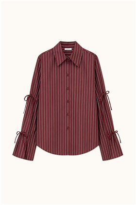 HQ Camisa oversize color burdeos y detalle de lazada
