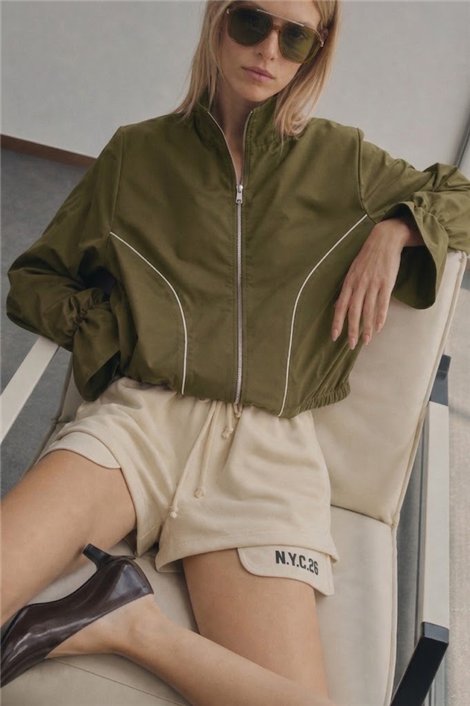 HQ Chaqueta bomber con puños flor verde militar