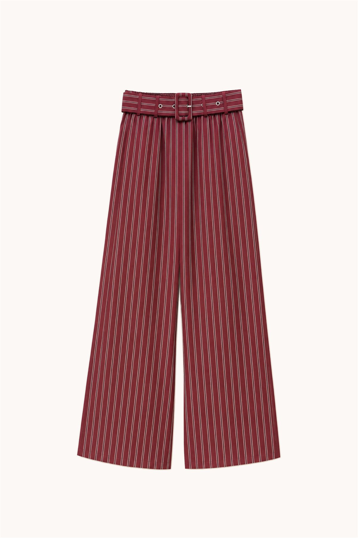 HQ Pantalón palazzo color burdeos con cinturón