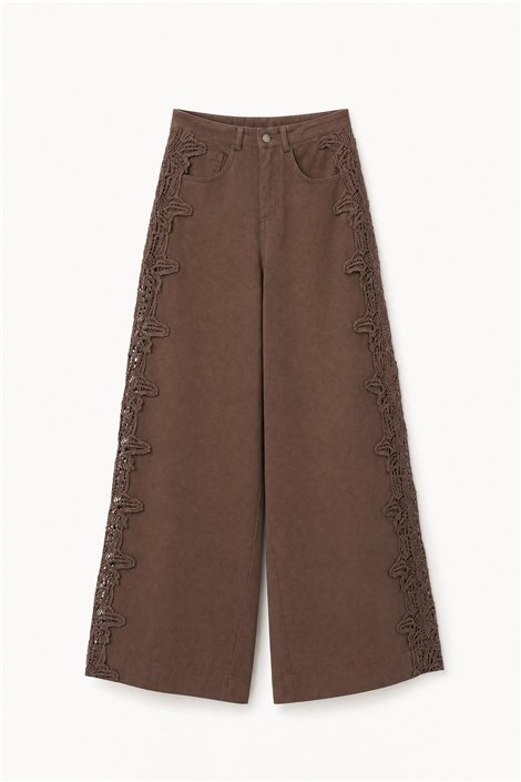 HQ Pantalón de algodón chocolate con encaje