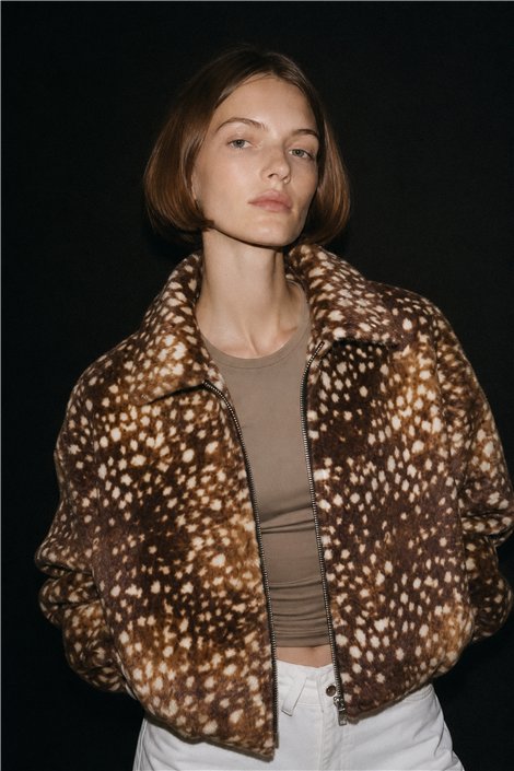 HQ Chaqueta de pelo estampado manchitas