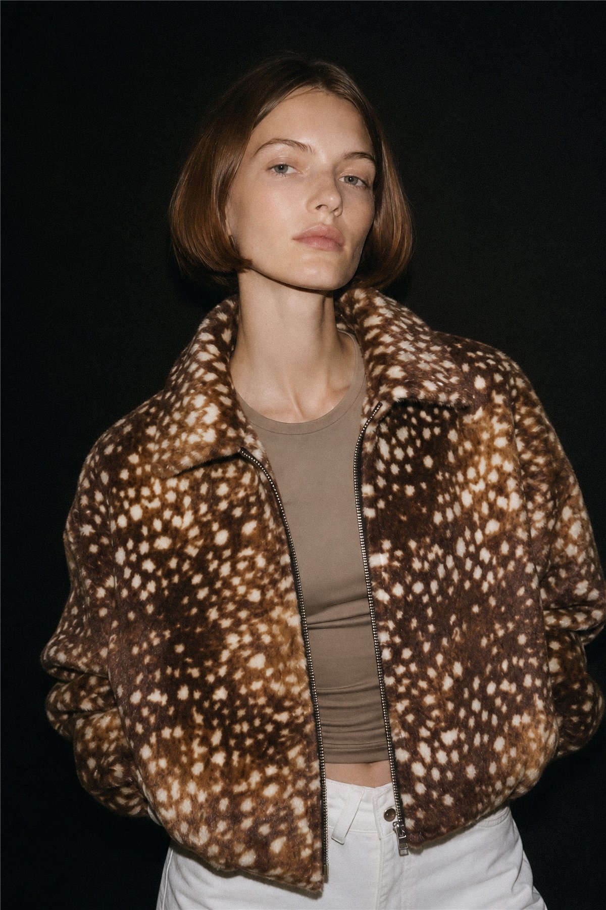 HQ Chaqueta de pelo estampado manchitas