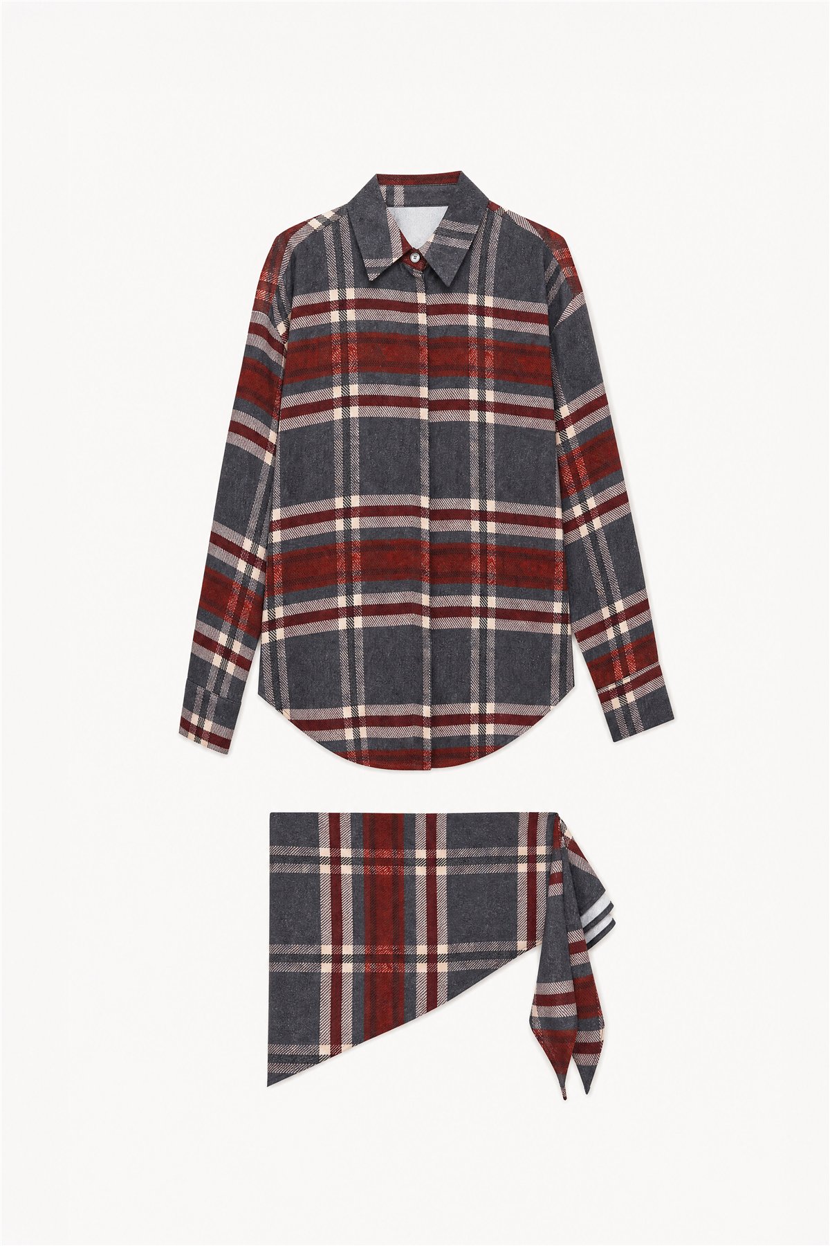 HQ Camisa de cuadros con fular coordinado