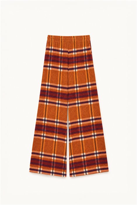 HQ Pantalón palazzo estampado cuadros naranja-burdeos