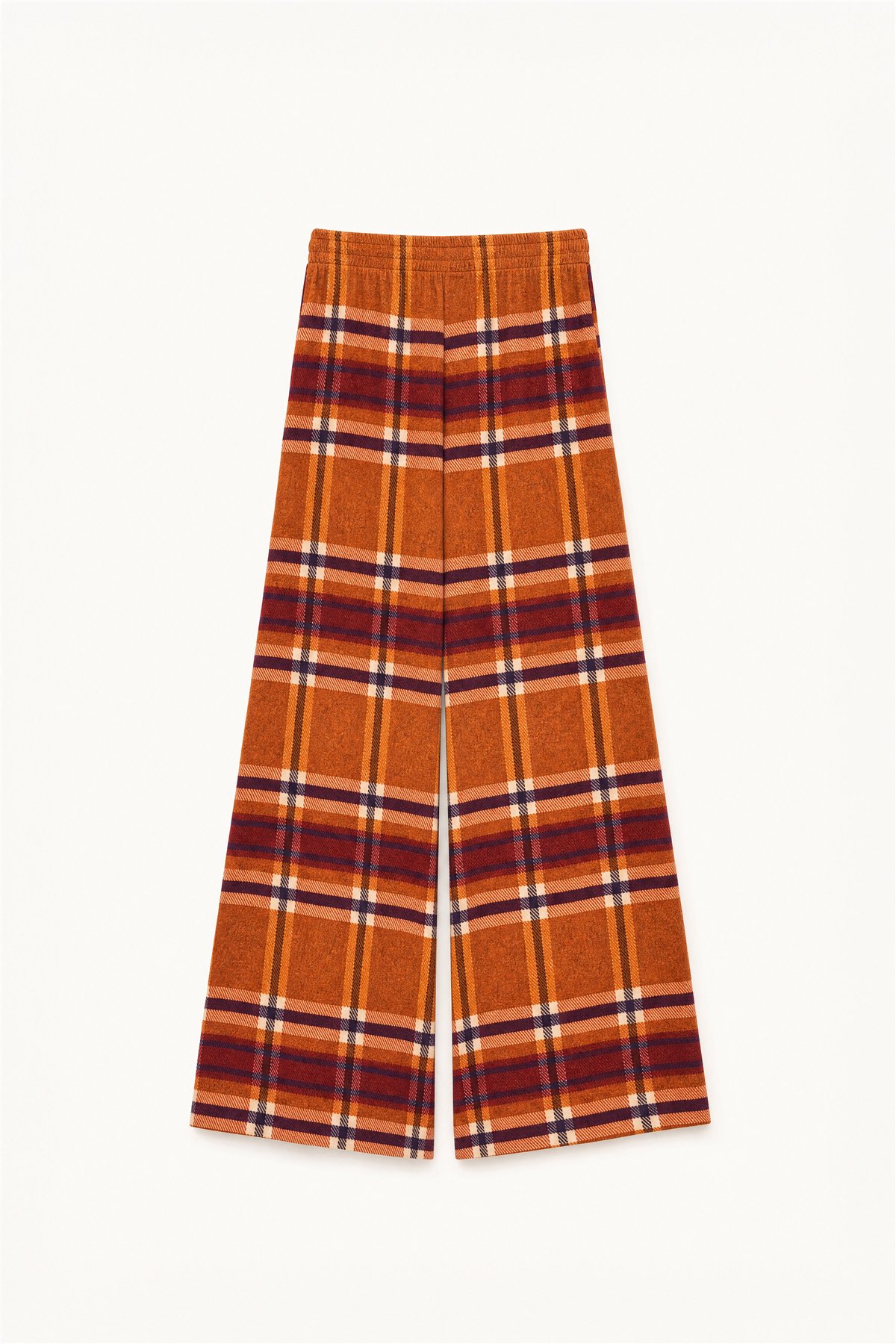 HQ Pantalón palazzo estampado cuadros naranja-burdeos