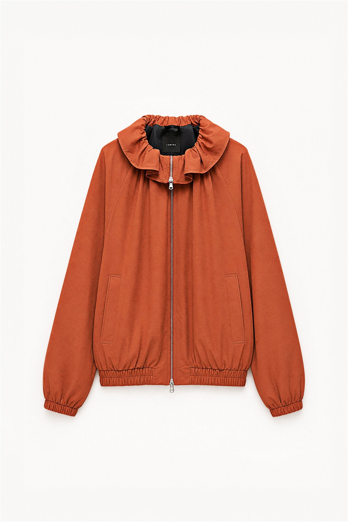 HQ Chaqueta ligera color teja con cuello volante
