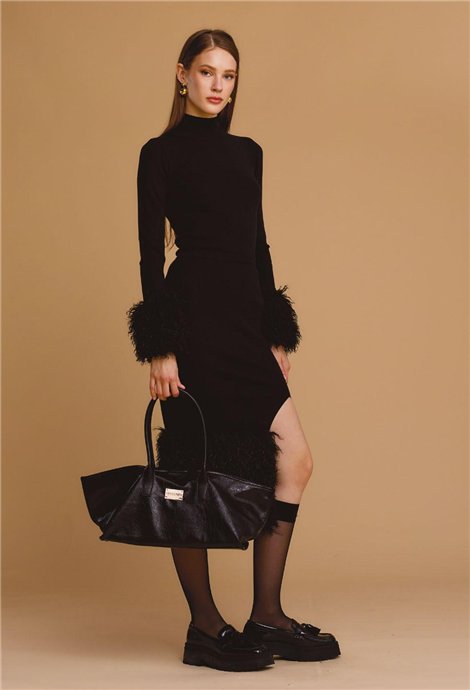 Nosecrets Jersey negro con detalle de pelo en puños