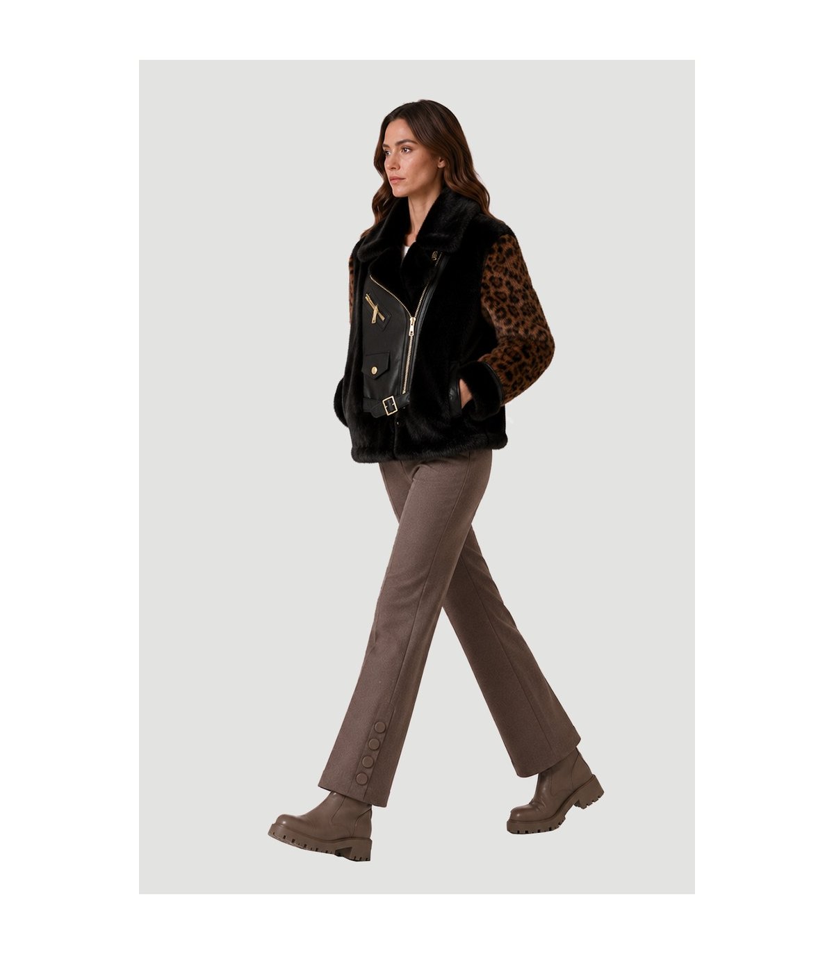 Mercedes De Miguel Chaqueta biker estampada bimateria