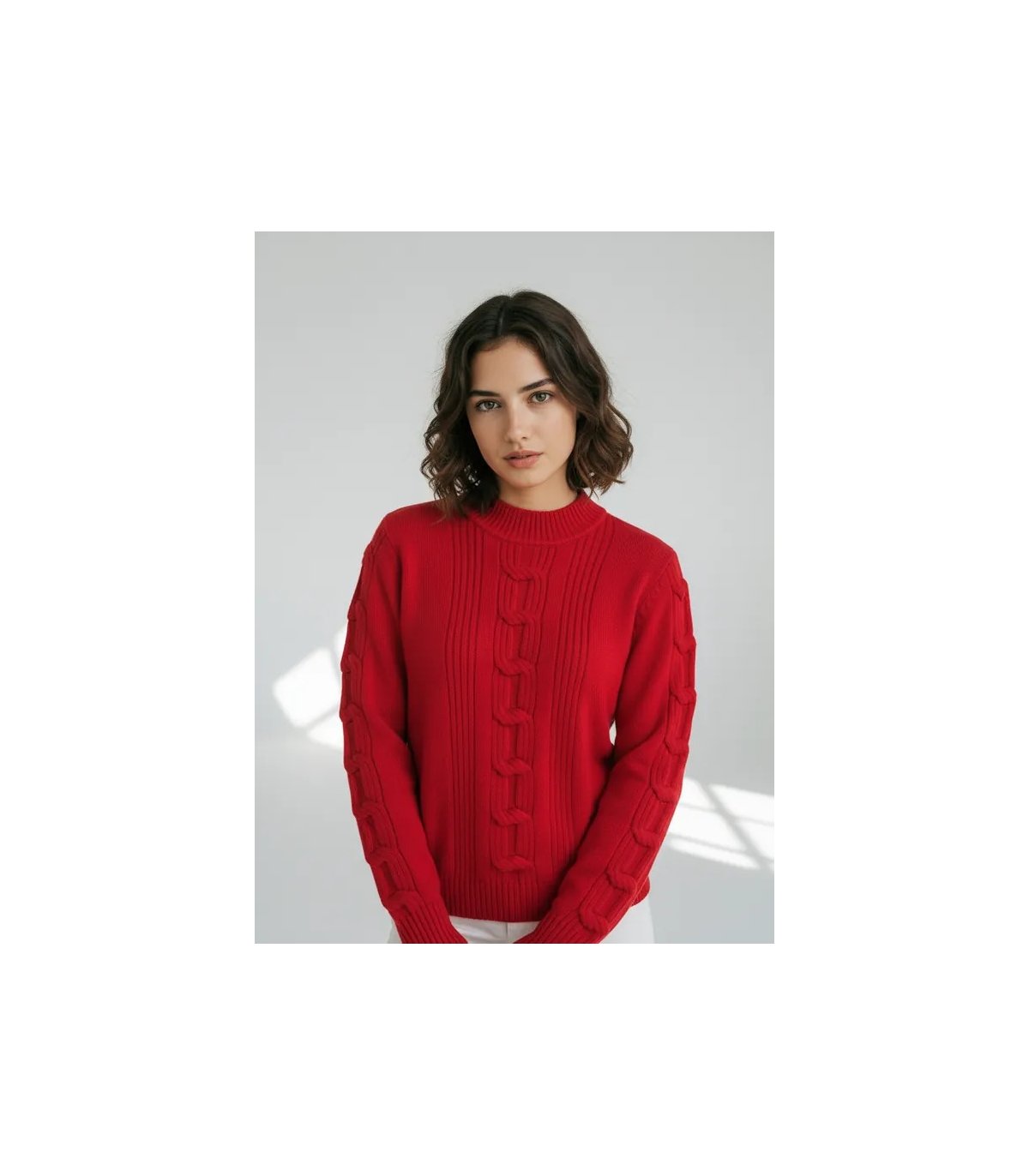 WNT Jersey de punto trenzado color rojo