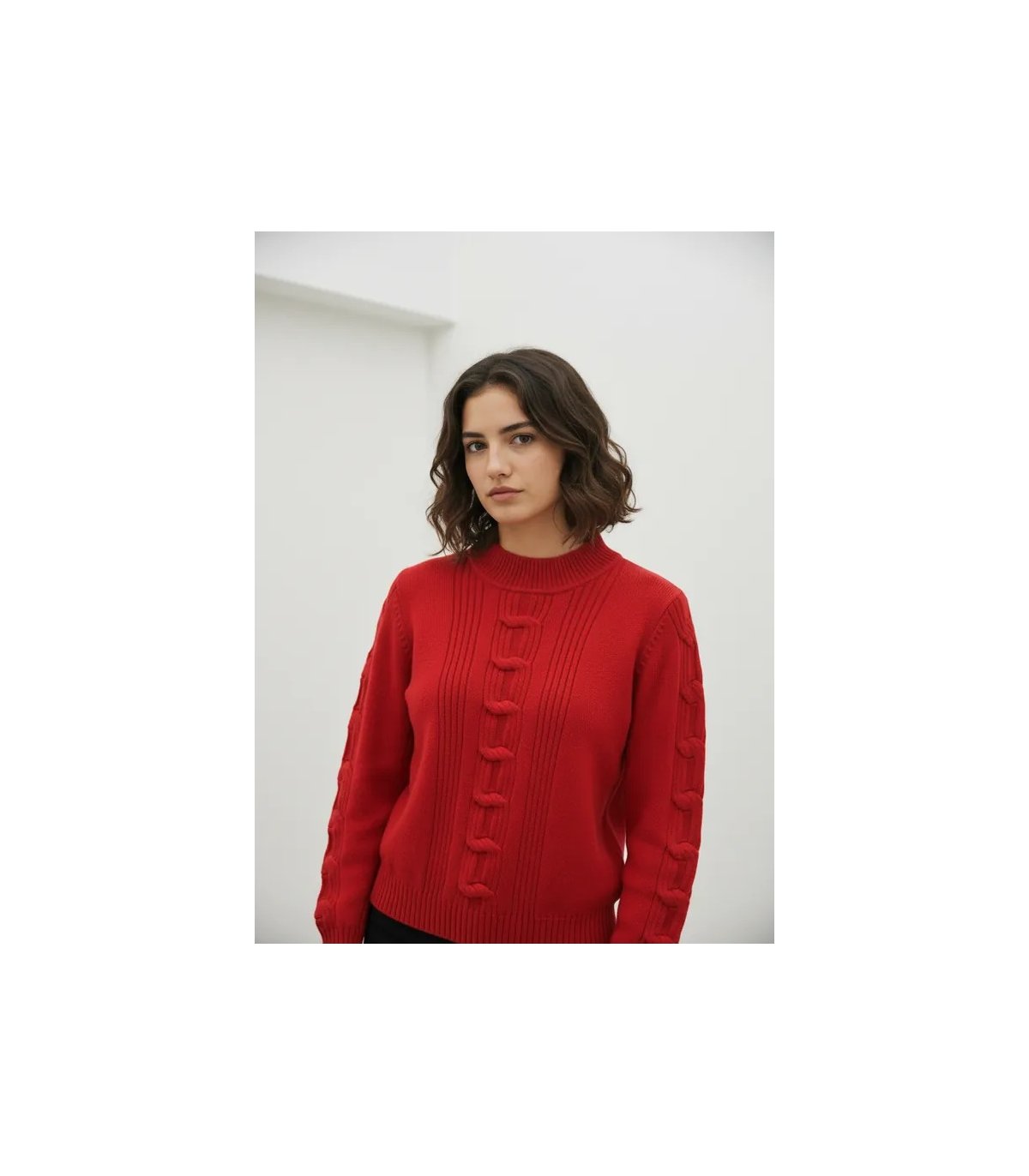 WNT Jersey de punto trenzado color rojo
