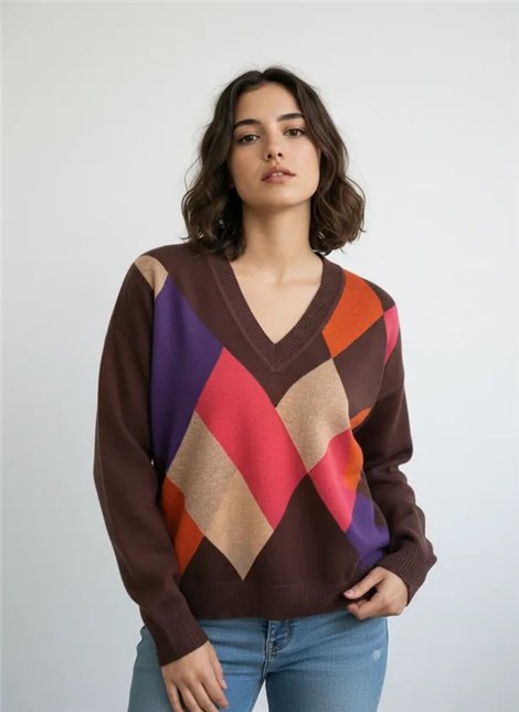 WNT Jersey de rombos cuello V