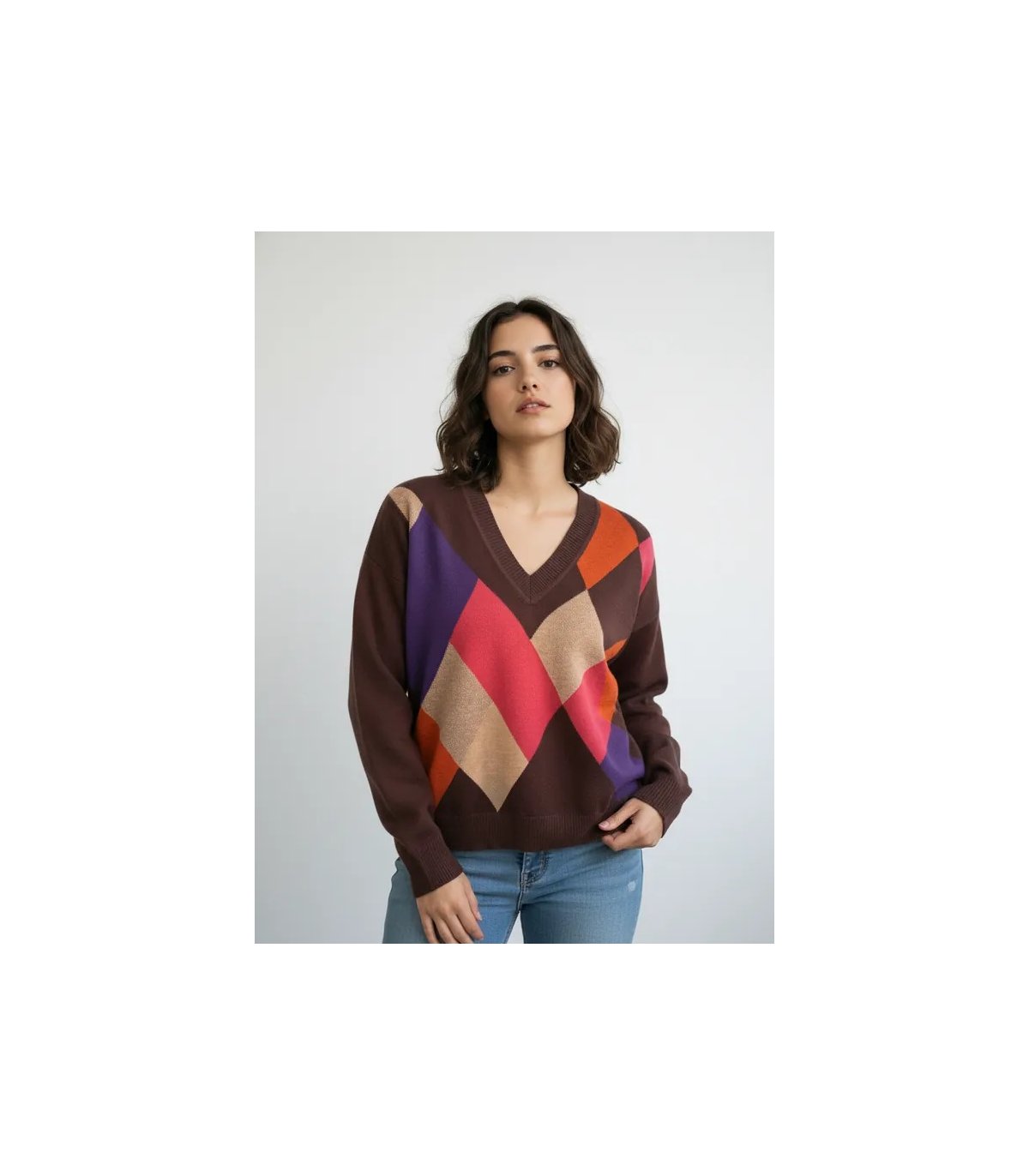 WNT Jersey de rombos cuello V