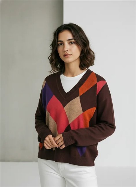 WNT Jersey de rombos cuello V