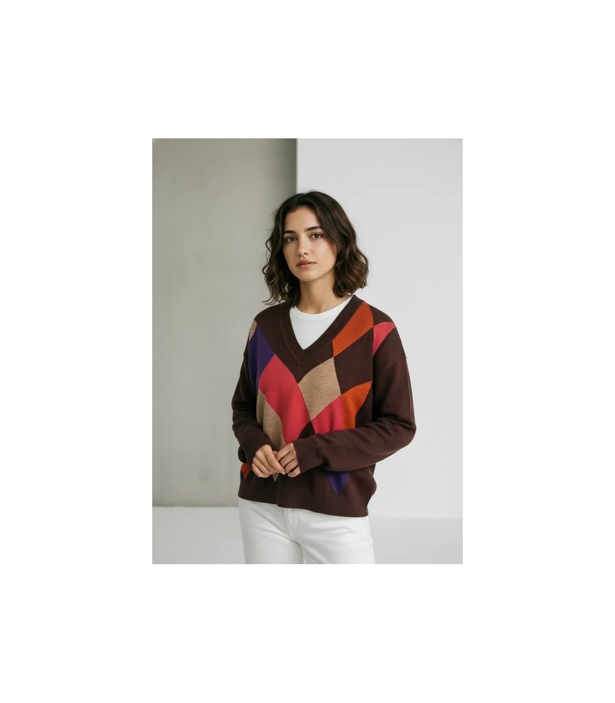 WNT Jersey de rombos cuello V