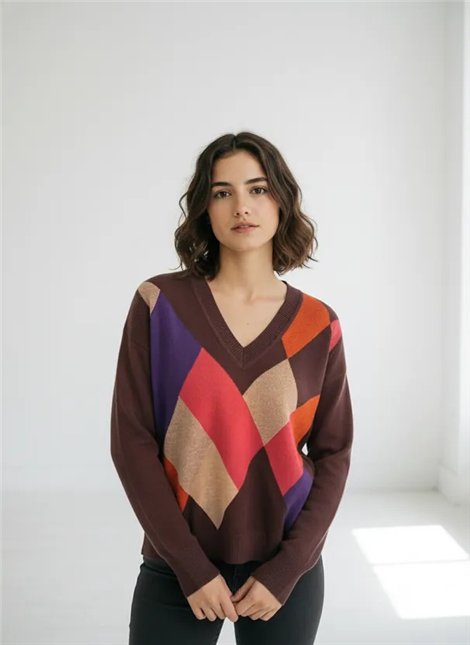 WNT Jersey de rombos cuello V