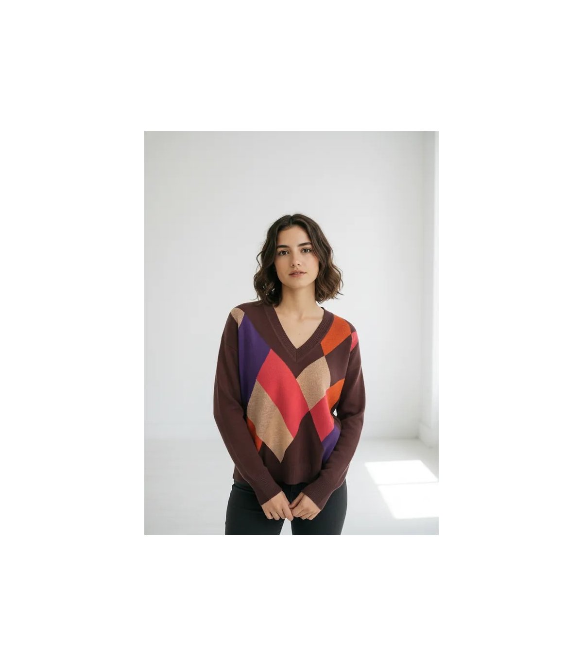 WNT Jersey de rombos cuello V