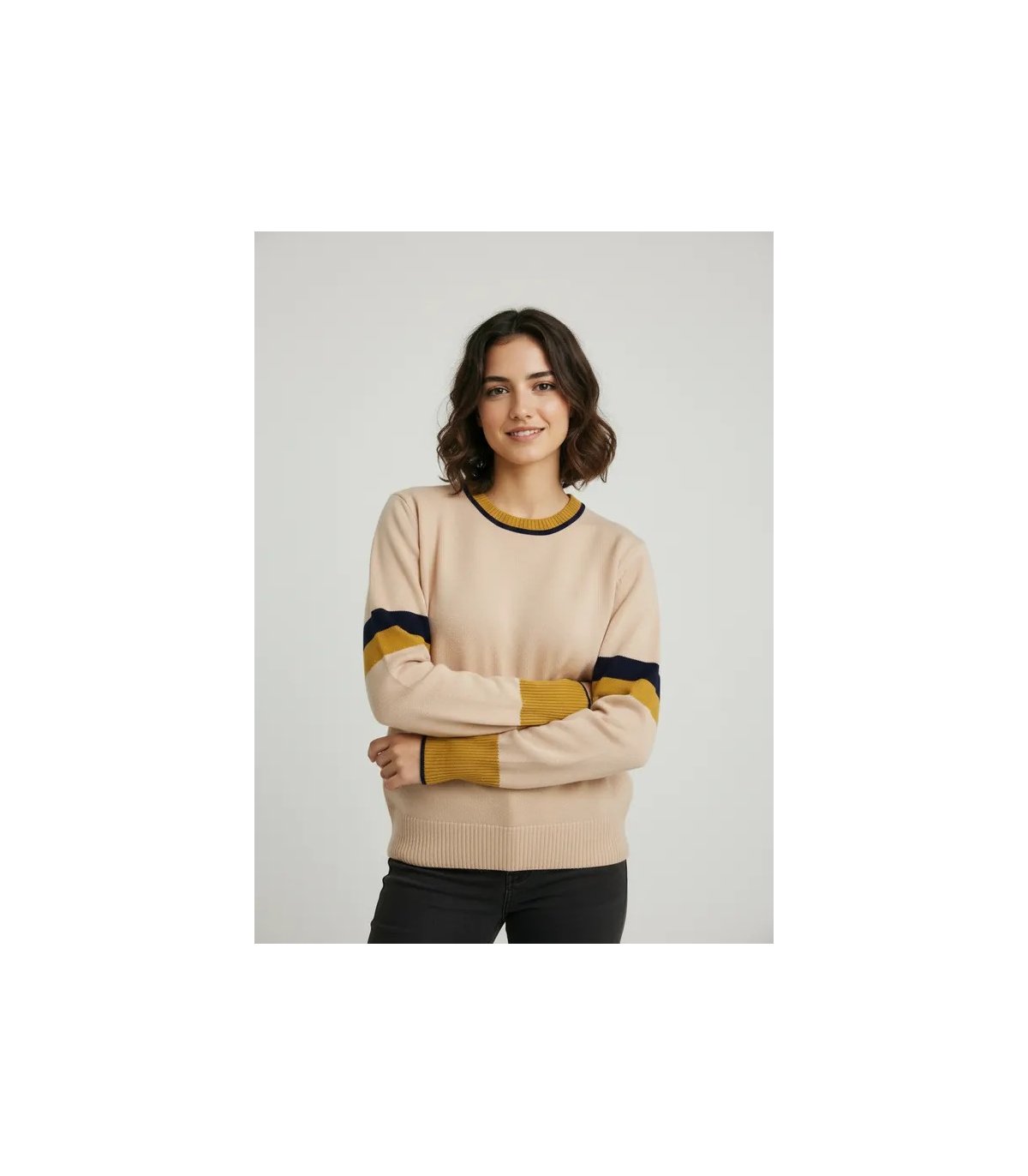 WNT Jersey beige con rayas a contraste