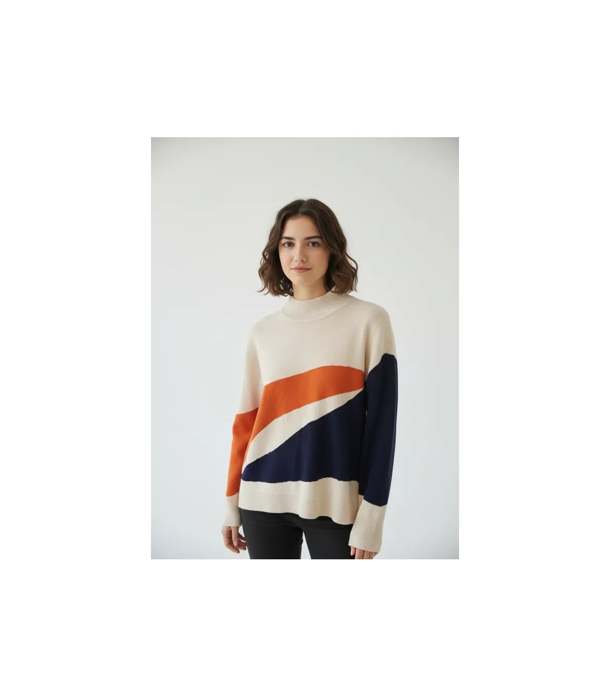 WNT Jersey beige estampado asimetría