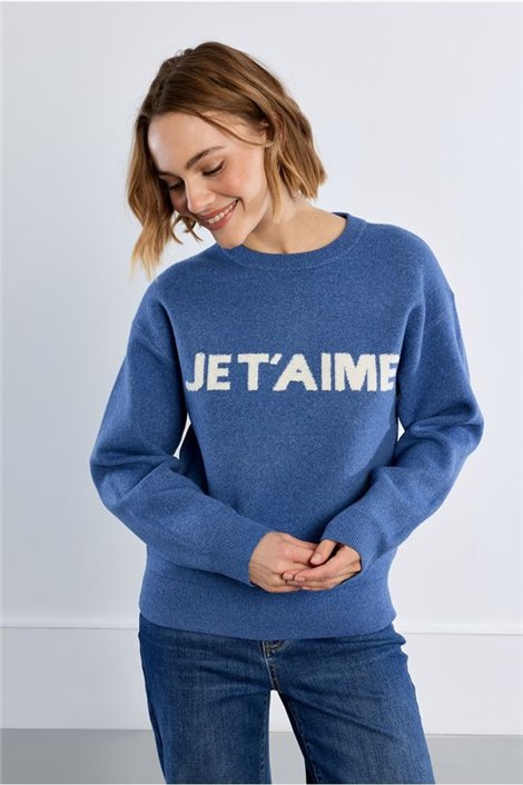 Lili Sidonio Jersey de punto azul con estampado