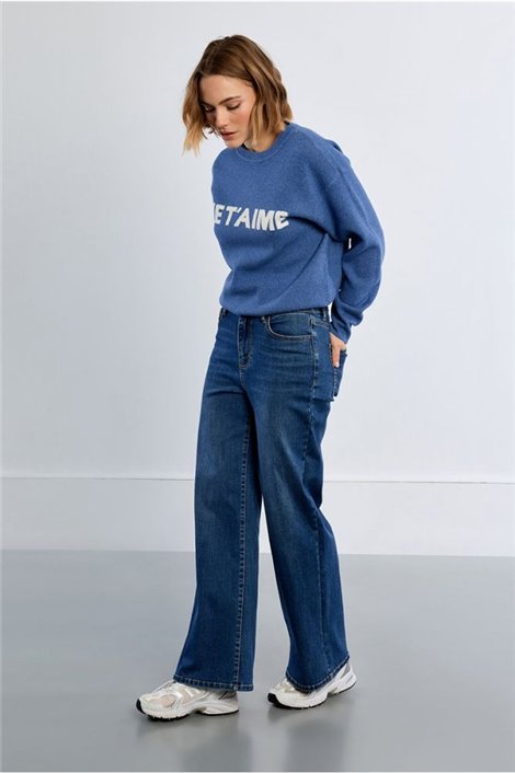 Lili Sidonio Jersey de punto azul con estampado