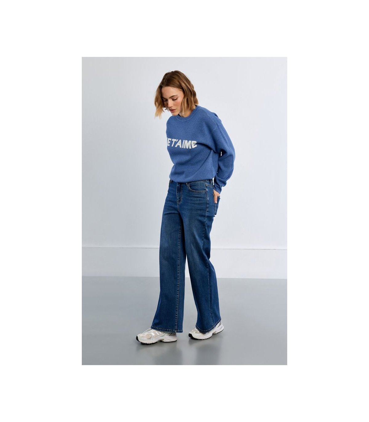 Lili Sidonio Jersey de punto azul con estampado