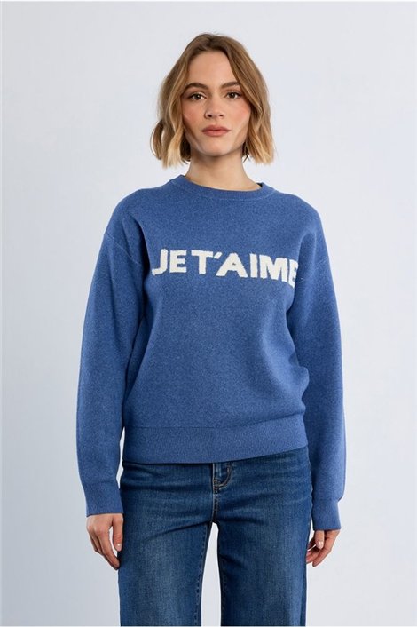 Lili Sidonio Jersey de punto azul con estampado