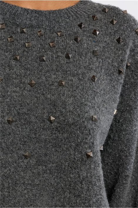 Lili Sidonio Jersey gris con tachuelas