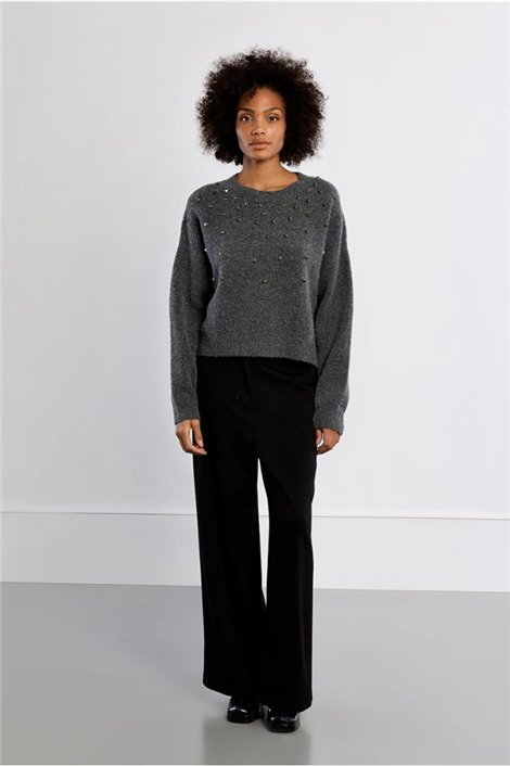 Lili Sidonio Jersey gris con tachuelas