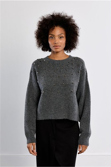 Lili Sidonio Jersey gris con tachuelas