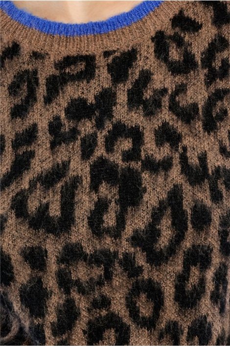 Lili Sidonio Jersey estampado leopardo y ribete azul