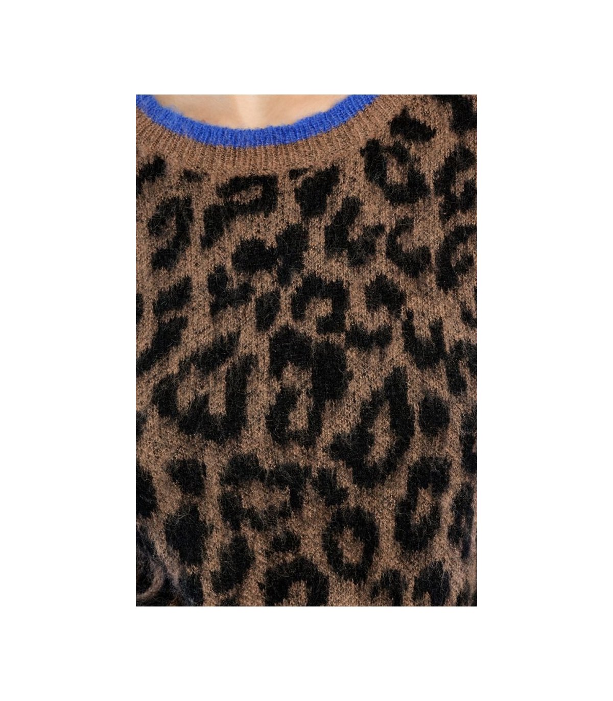 Lili Sidonio Jersey estampado leopardo y ribete azul