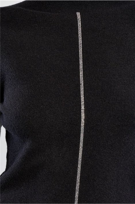 Lili Sidonio Jersey de cuello alto y listón lurex