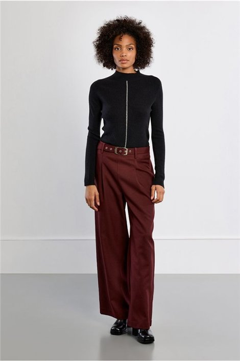 Lili Sidonio Jersey de cuello alto y listón lurex