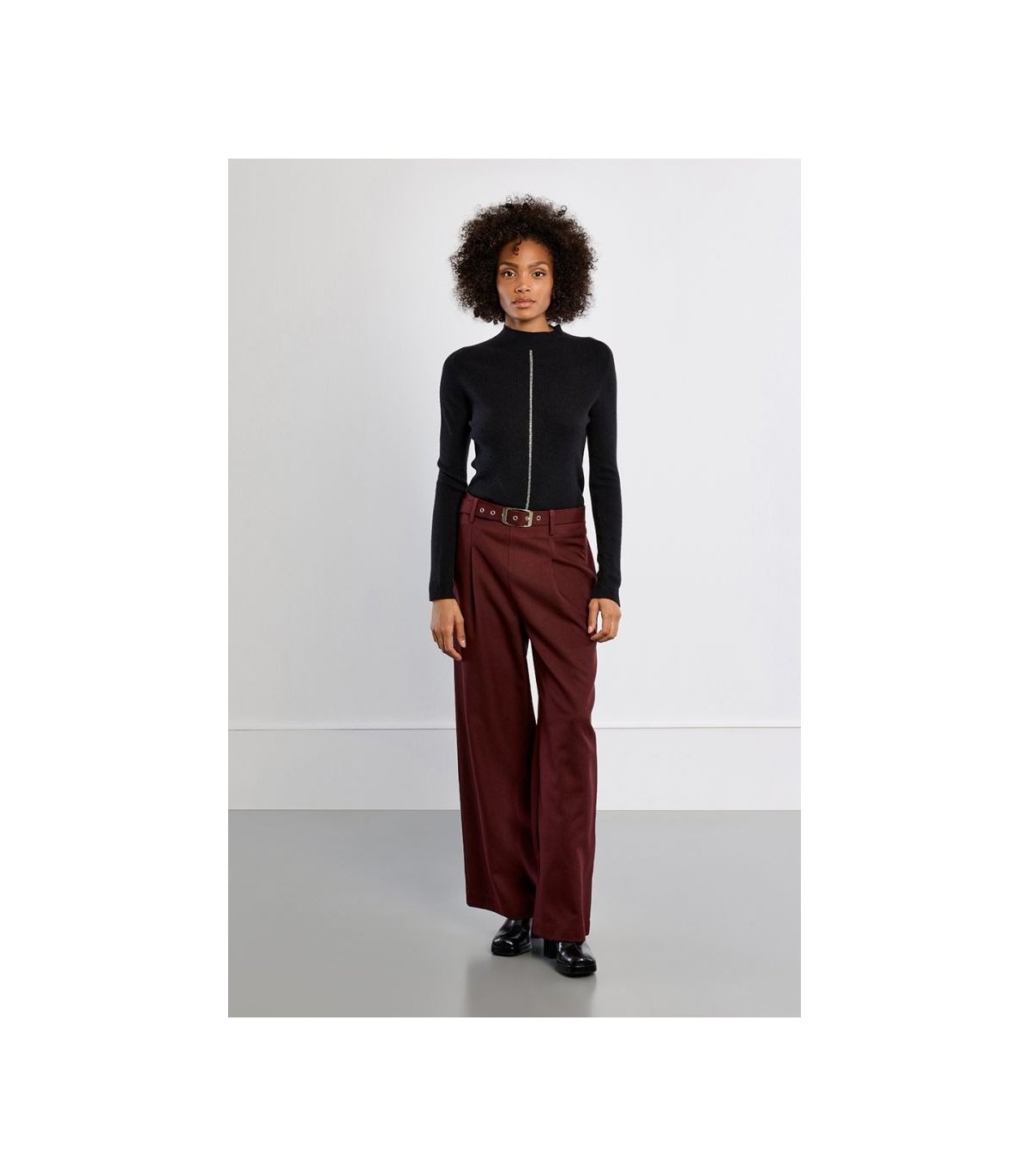 Lili Sidonio Jersey de cuello alto y listón lurex