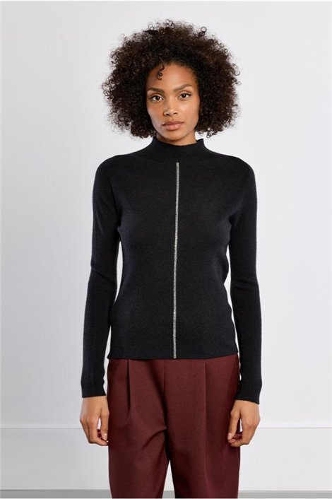 Lili Sidonio Jersey de cuello alto y listón lurex