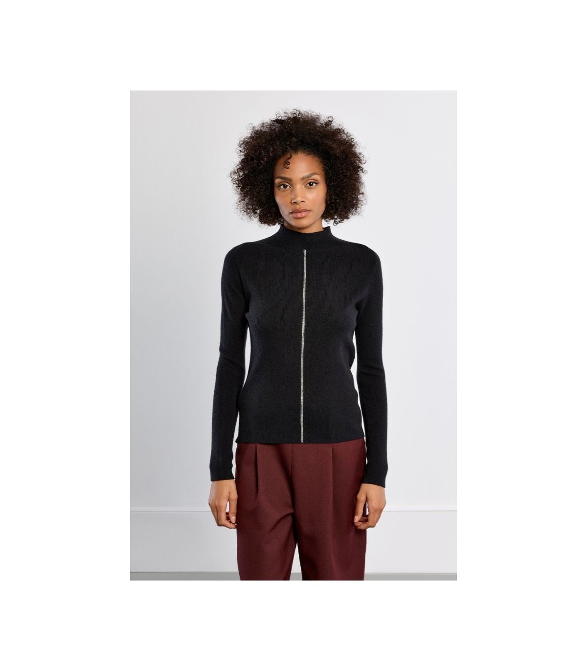 Lili Sidonio Jersey de cuello alto y listón lurex