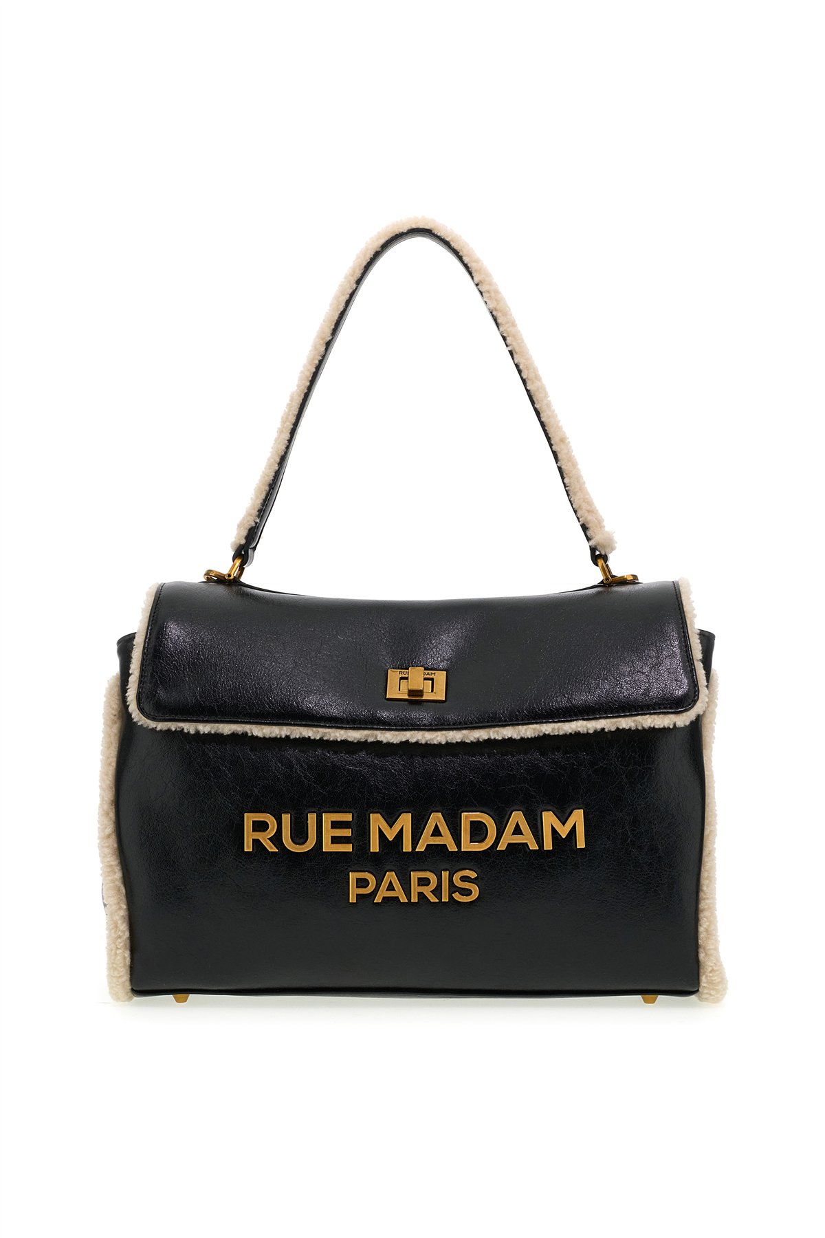 Rue Madam Bolso XL de ecopiel negra y detalle borreguito