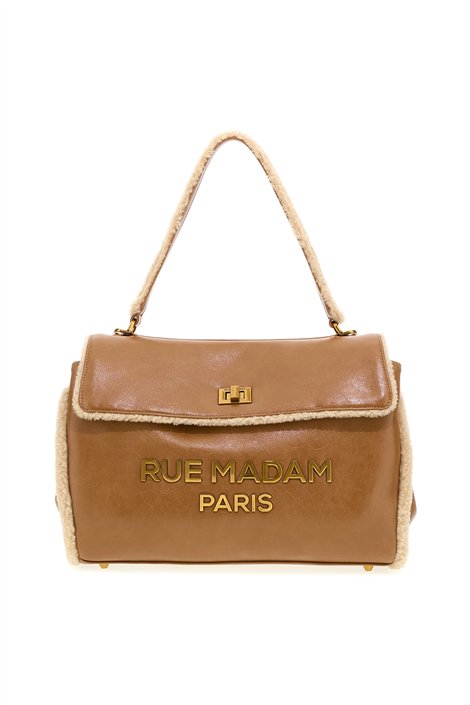 Rue Madam Bolso XL de ecopiel camel y detalle borreguito