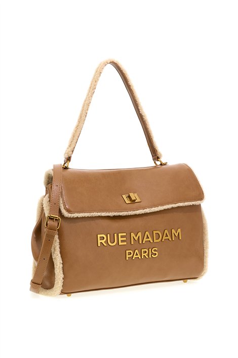 Rue Madam Bolso XL de ecopiel camel y detalle borreguito