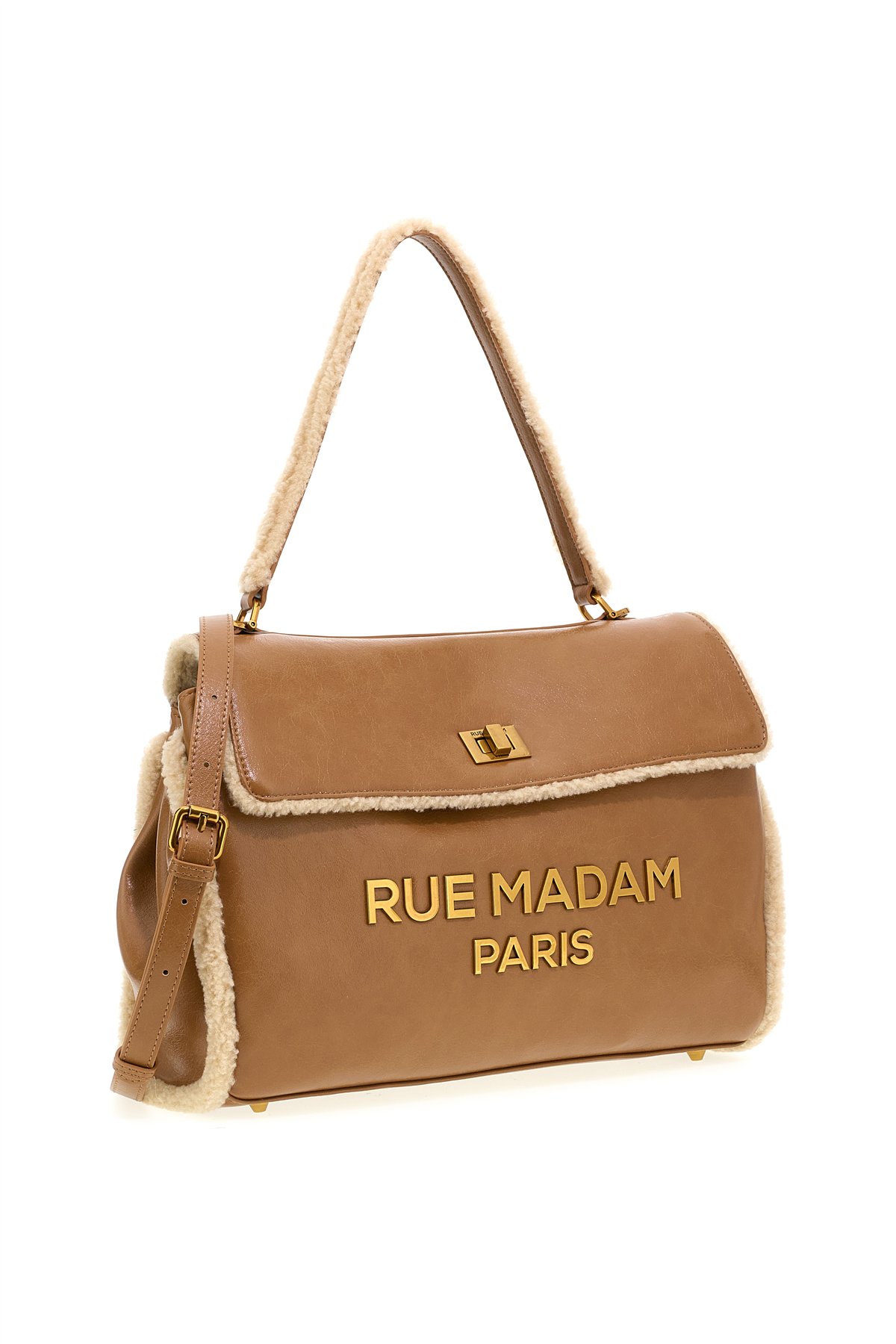 Rue Madam Bolso XL de ecopiel camel y detalle borreguito